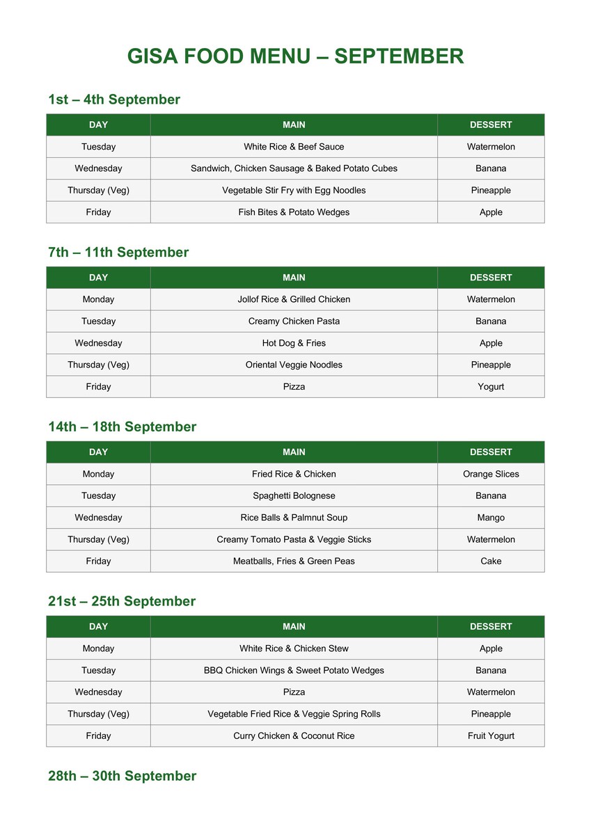 GISA Food Menu September images 0