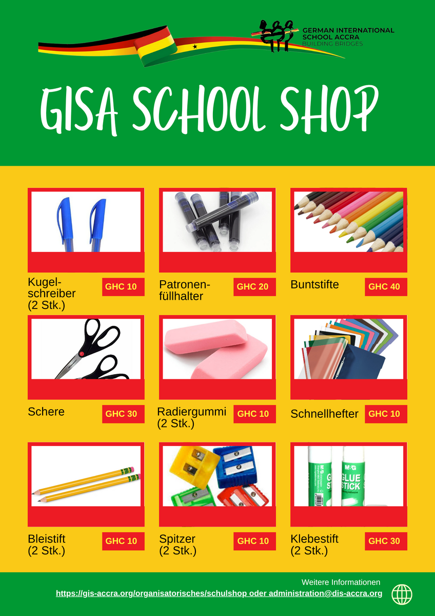 GISA School Shop Preisliste 2025/2026 Seite 1